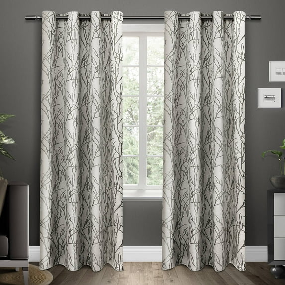 Exclusive Home Modern Silver Adjustable Single Curtain Rods Set, 83"-120" with Smart Technology