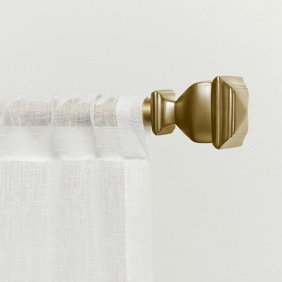 EXCLUSIVE HOME Napoleon 1" Curtain Rod and Coordinating Finial Set, Gold, Adjustable 36"-72"