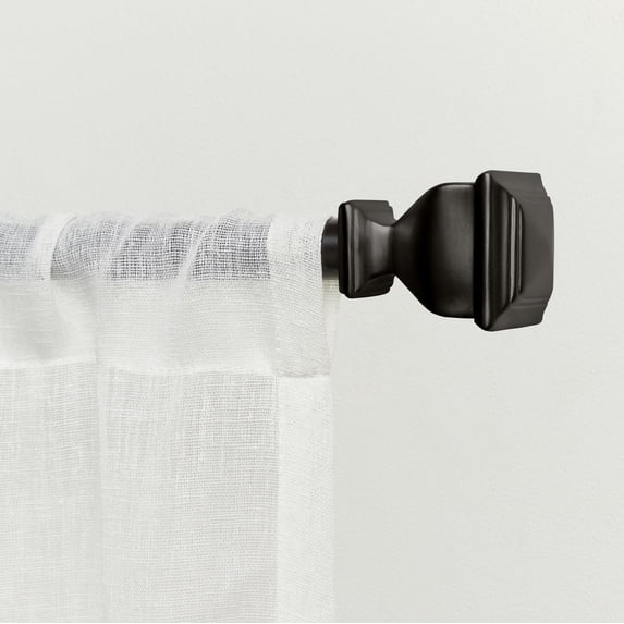 EXCLUSIVE HOME Napoleon 1" Curtain Rod and Coordinating Finial Set, Matte Bronze, Adjustable 36"-72"