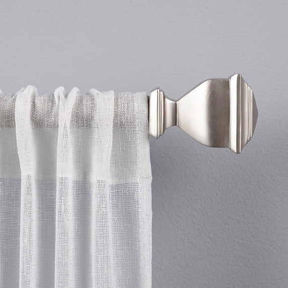 EXCLUSIVE HOME Napoleon 1" Curtain Rod and Coordinating Finial Set, Matte Silver, Adjustable 36"-72"