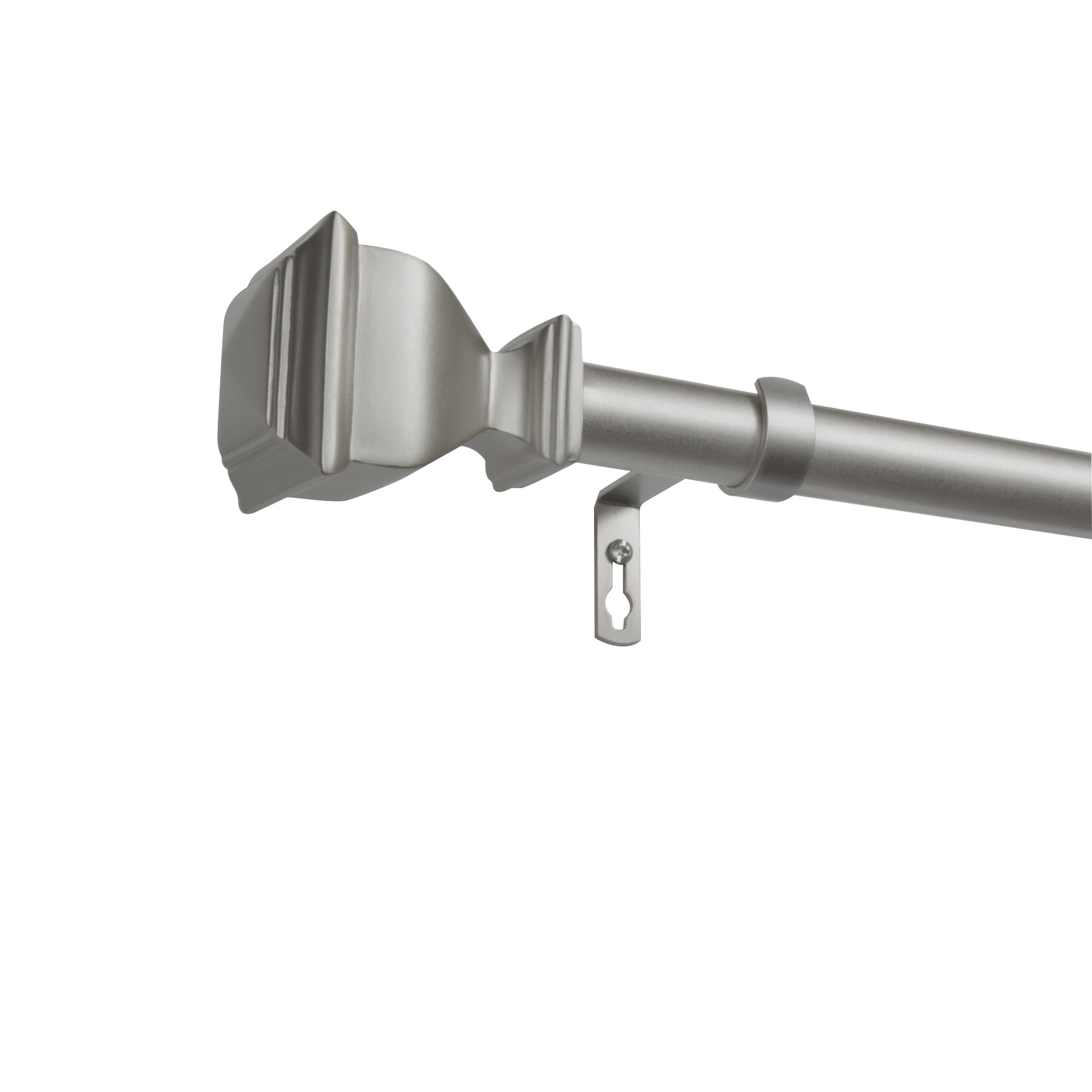 EXCLUSIVE HOME Napoleon 1" Curtain Rod and Finial Set, Matte Silver, Adjustable 84"-160"