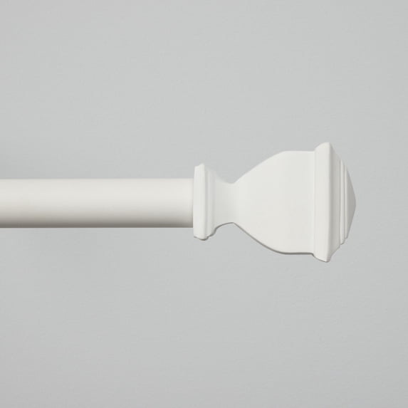 EXCLUSIVE HOME Napoleon 1" Curtain Rod and Coordinating Finial Set, Matte White, Adjustable 66"-120"