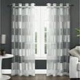 thumbnail image 1 of Exclusive Home Navaro Striped Sheer Grommet Top Curtain Panel Pair, 54"x96", Winter White, 1 of 3