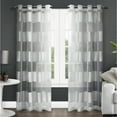 thumbnail image 1 of Exclusive Home Curtains Navaro Striped Sheer Grommet Top Curtain Panel Pair, 54x84, Winter White, 1 of 4
