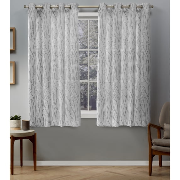 Exclusive Home Oakdale Light Filtering Semi-Sheer Textured Linen Grommet Top Curtain Panel Pair, 54"x63", Silver