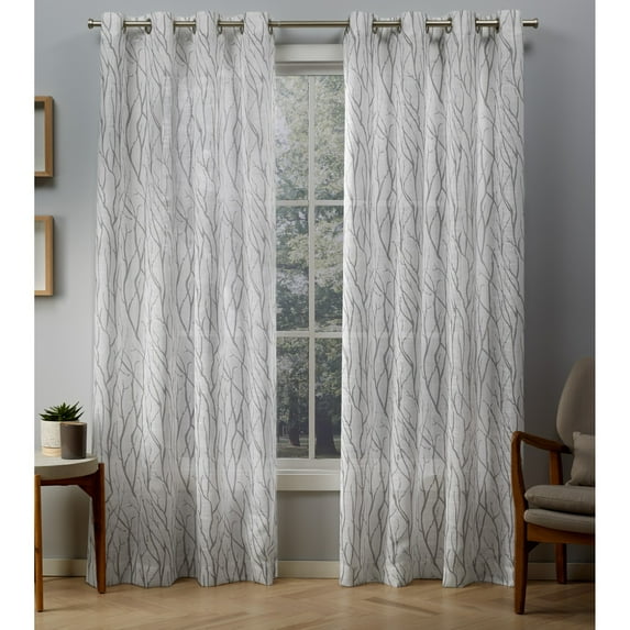 Exclusive Home Oakdale Light Filtering Semi-Sheer Textured Linen Grommet Top Curtain Panel Pair, 54"x84", Silver
