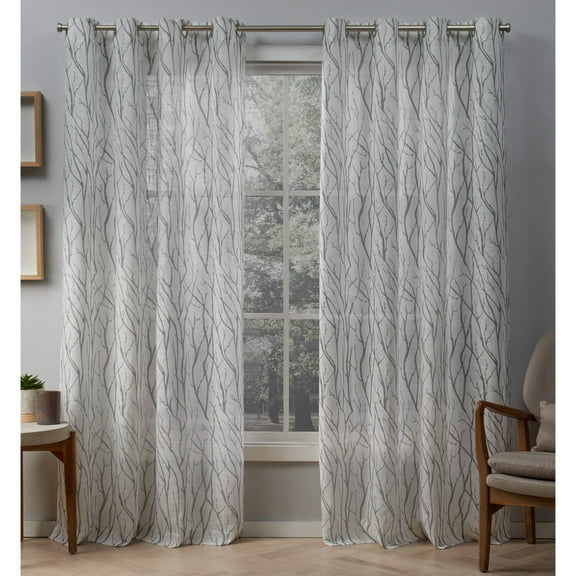 Exclusive Home Oakdale Light Filtering Semi-Sheer Textured Linen Grommet Top Curtain Panel Pair, 54"x96", Dove Grey