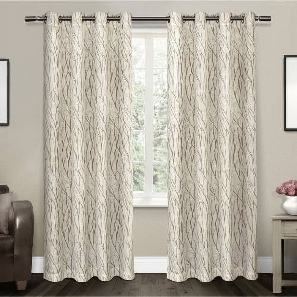 Oakdale Taupe Light-Filtering Polyester Linen Grommet Curtains, 54"x96"