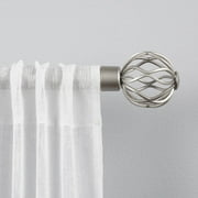 Exclusive Home Ogee 1" Curtain Rod and Coordinating Finial Set, Adjustable 36"-72", Matte Silver