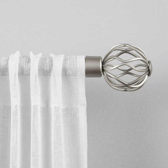 Exclusive Home Ogee 1" Curtain Rod and Coordinating Finial Set, Adjustable 36"-72", Matte Silver