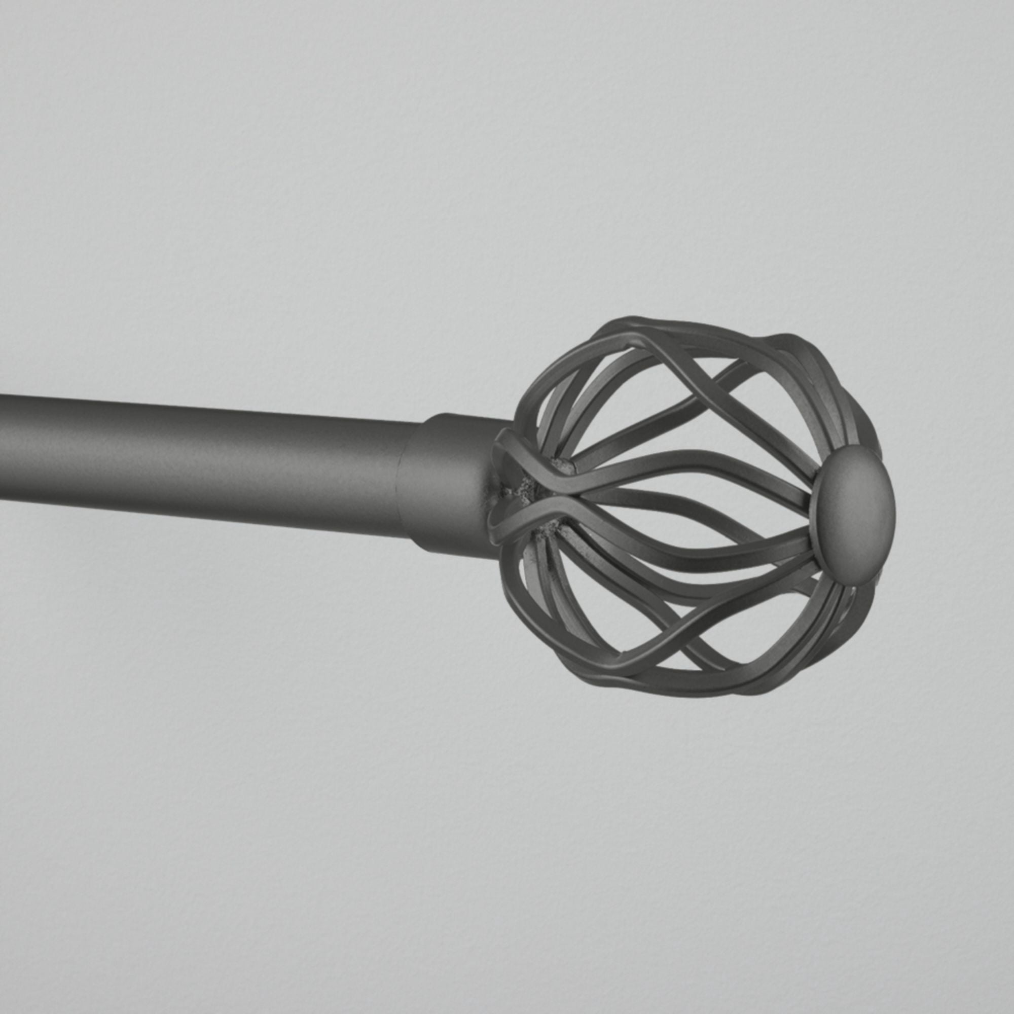 Exclusive Home Ogee 1" Curtain Rod and Coordinating Finial Set, Gunmetal, Adjustable 66"-120"