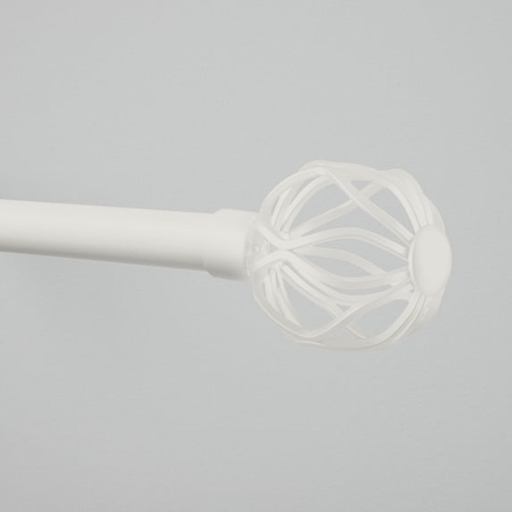 Exclusive Home Ogee 1" Curtain Rod and Coordinating Finial Set, Matte White, Adjustable 36"-72"