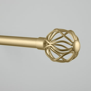 Exclusive Home Ogee 1" Curtain Rod and Finial Set, Gold, Adjustable 66"-120