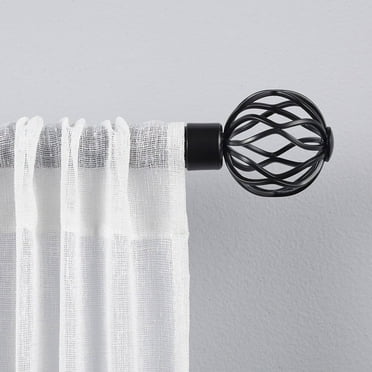 Exclusive Home Ogee 1" Curtain Rod and Finial Set, Matte Black, Adjustable 36"-72"