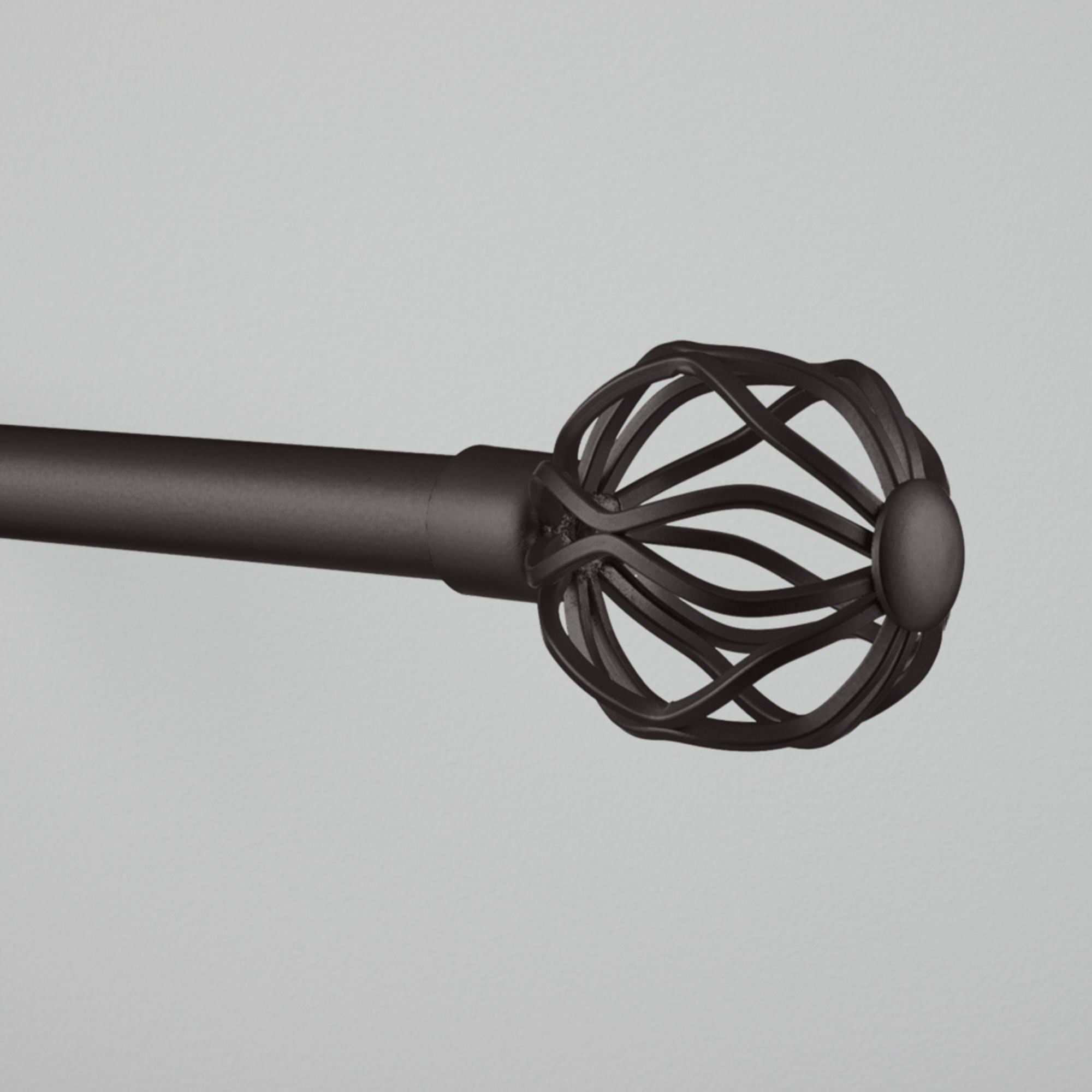 Matte Bronze Adjustable Iron Curtain Rod with Wavy Finials