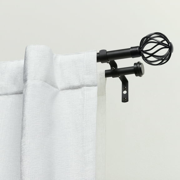 Exclusive Home Ogee Double Window Curtain Rod and Finial Set, Matte Black, Adjustable 66"-120"