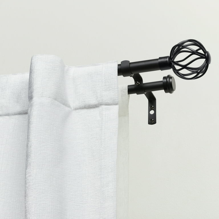 EXCLUSIVE HOME Crystal Ball 36 in. - 72 in. Adjustable 1 in. Single Curtain Rod Kit in Matte Bronze with Finial ER1013-02 3672 - The Home Depot