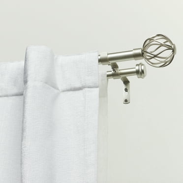 Exclusive Home Ogee Double Window Curtain Rod and Finial Set, Matte Silver, Adjustable 36"-72"