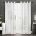 thumbnail image 1 of Exclusive Home Penny Sheer Embellished Stripe Grommet Top Curtain Panel Pair, 50"x108", Winter White, 1 of 4