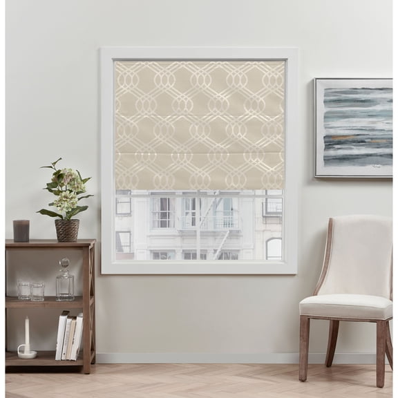 Exclusive Home Prague Trellis 100% Blackout Roman Shade, 31"x64", Natural