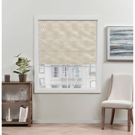 Exclusive Home Prague Trellis 100% Blackout Roman Shade, 34"x64", Natural