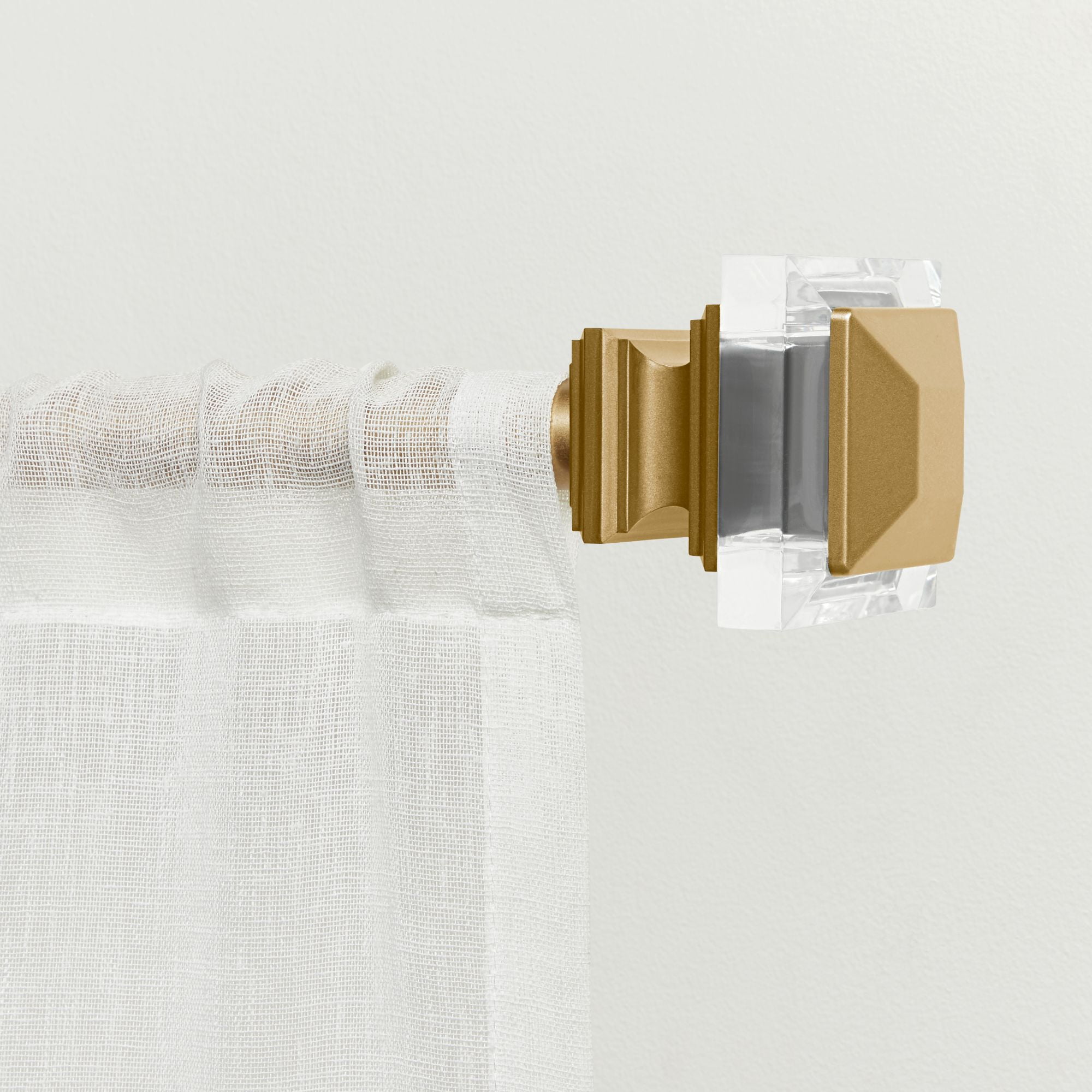 Exclusive Home Prism 1" Curtain Rod and Coordinating Finial Set, Gold, Adjustable 66"-120
