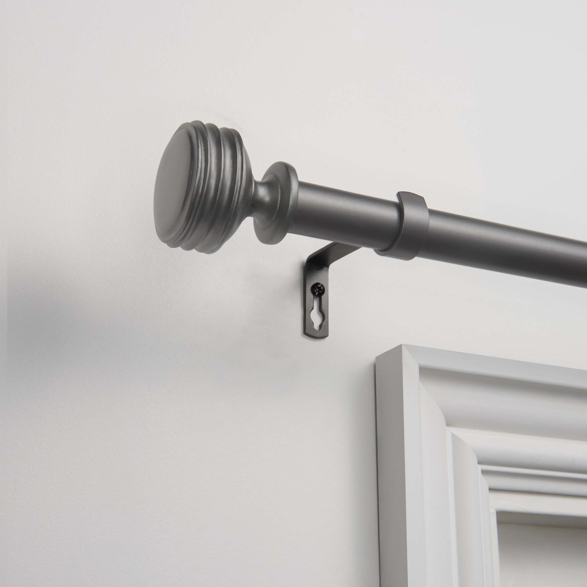 Exclusive Home Prism 1" Curtain Rod and Coordinating Finial Set, Matte Bronze, Adjustable 36"-72"