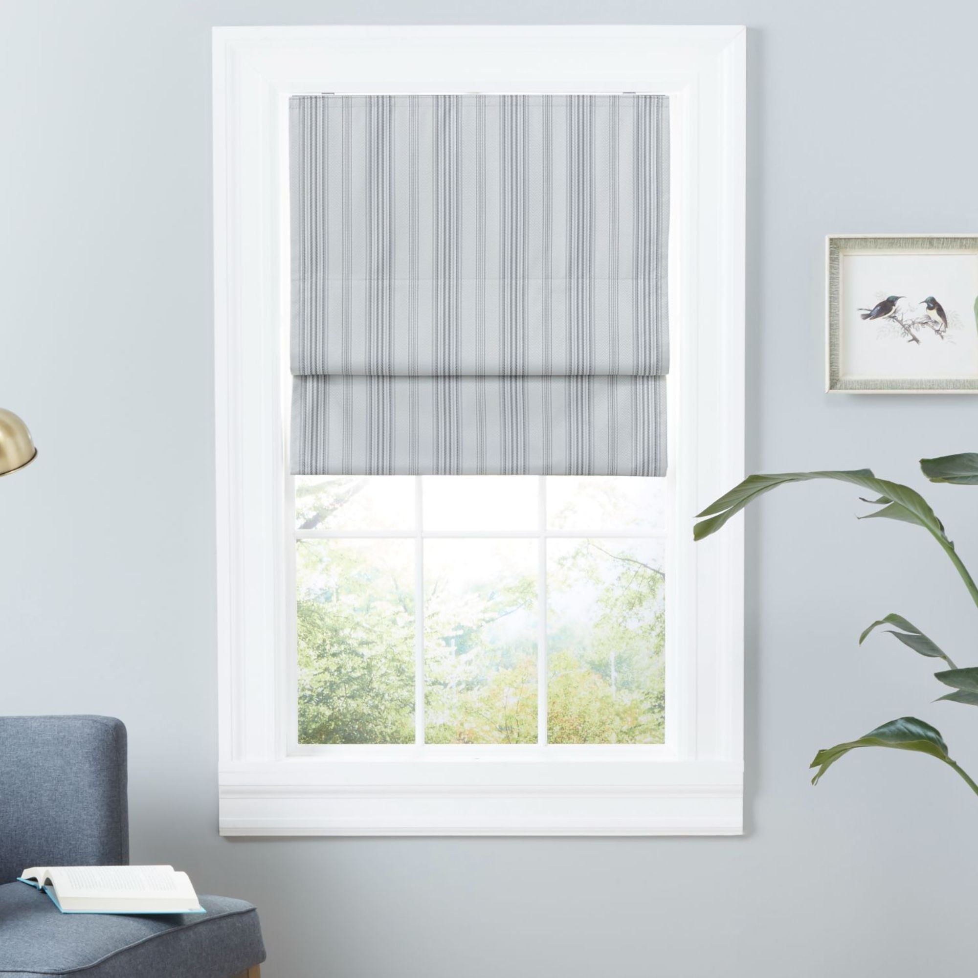 Gray Fabric Cordless Blackout Roman Shade