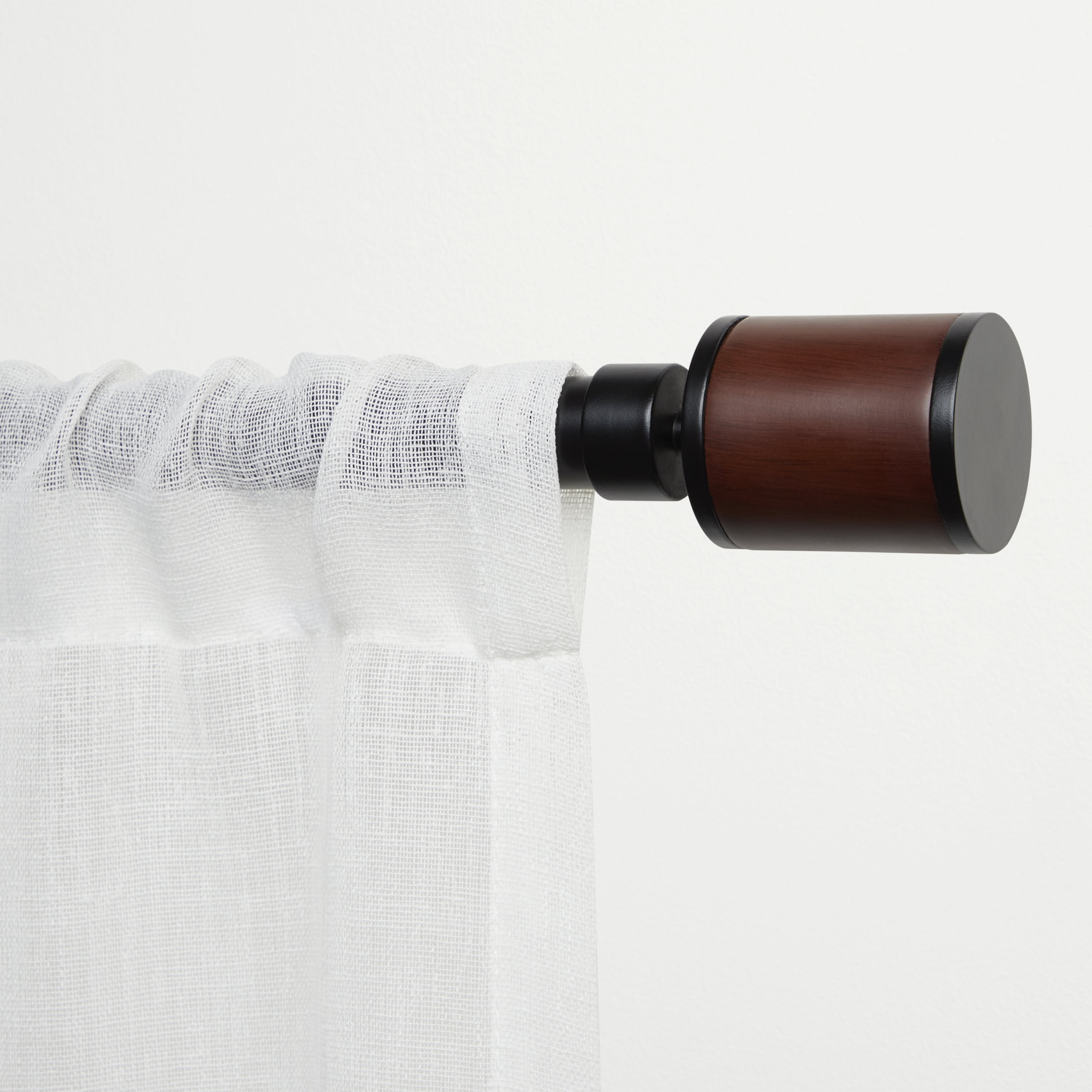 Exclusive Home Rimini 1" Window Curtain Rod and Finial Set, Black, Adjustable 66"-120"