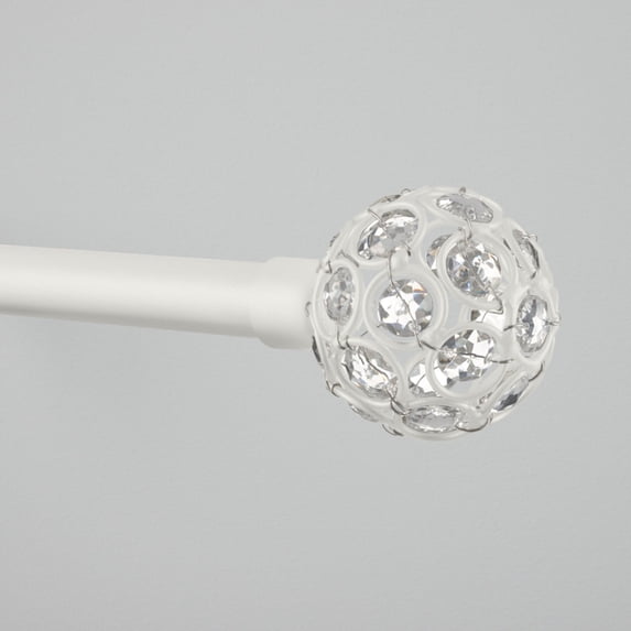 Exclusive Home Rings 1" Curtain Rod and Coordinating Finial Set, Matte White, Adjustable 66"-120"