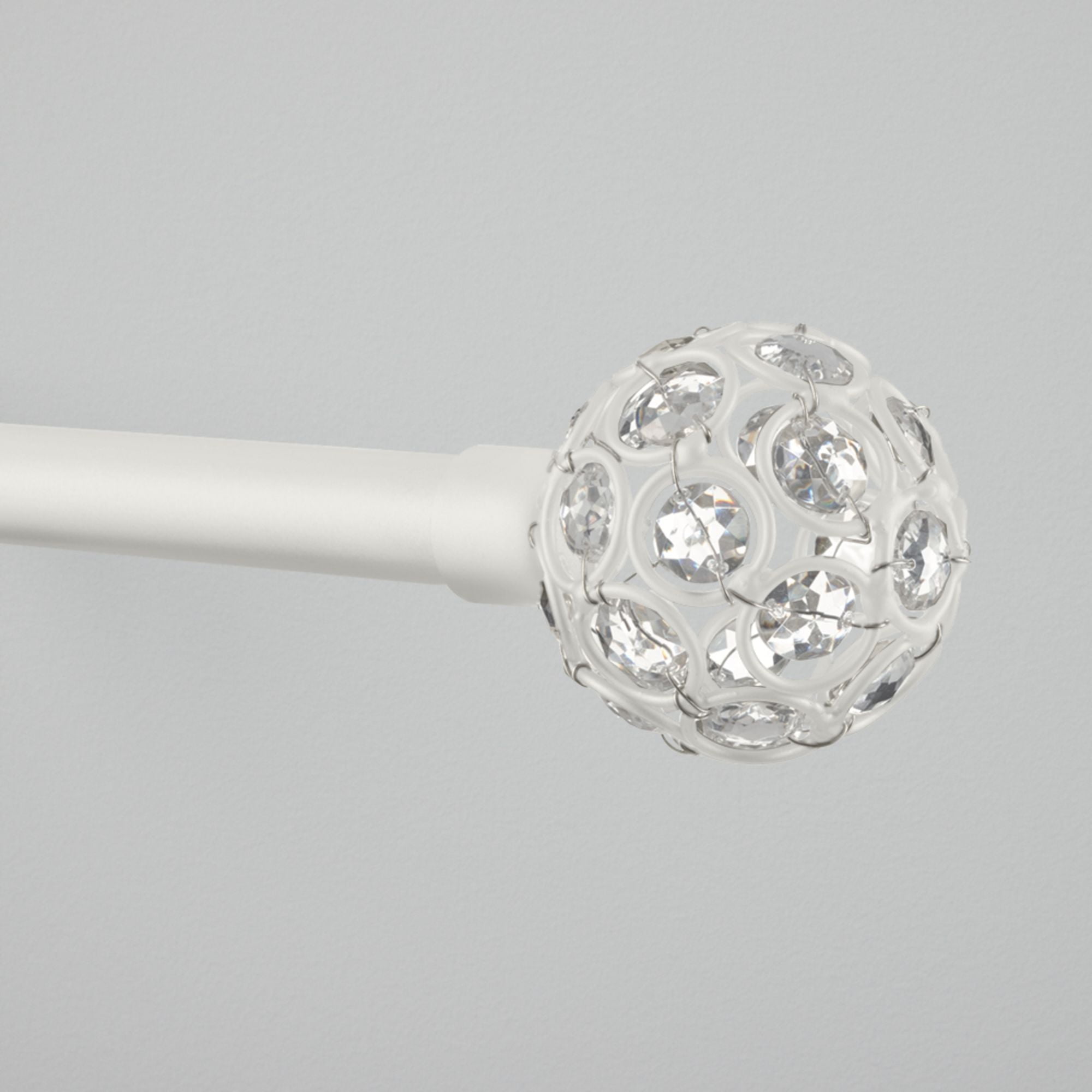 Exclusive Home Rings 1" Curtain Rod and Finial Set, Matte White, Adjustable 36"-72"