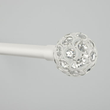 Exclusive Home Rings 1" Curtain Rod and Finial Set, Matte White, Adjustable 36"-72"