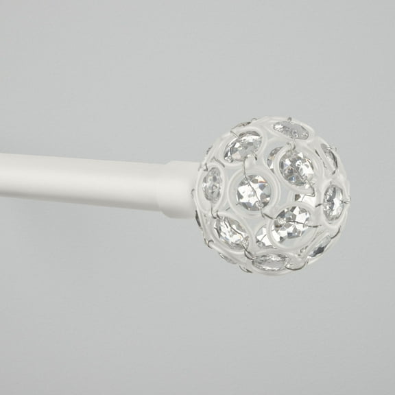 Exclusive Home Rings 1" Curtain Rod and Finial Set, Matte White, Adjustable 36"-72"