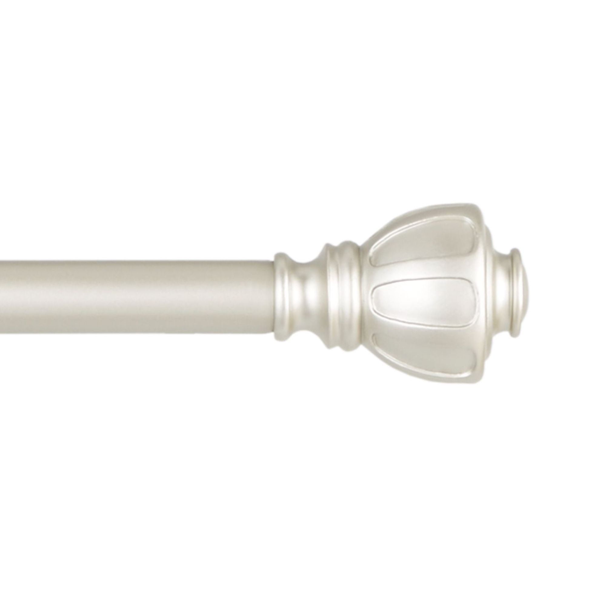Matte Nickel Adjustable Iron Curtain Rod with Decorative Finials
