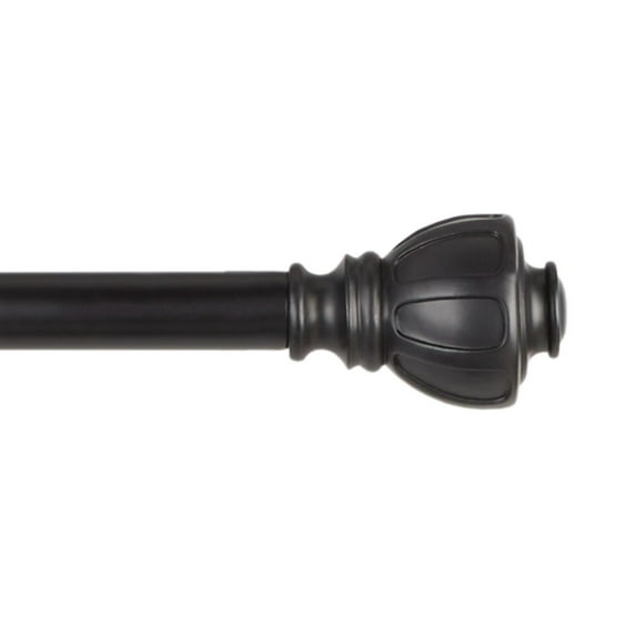 Exclusive Home Ronaldo 1" Window Curtain Rod and Finial Set, Adjustable 66"-120", Matte Black