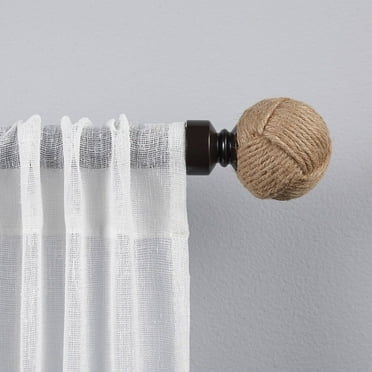 Exclusive Home Rope Knot 1" Curtain Rod and Finial Set, Matte Bronze, Adjustable 36"-72"