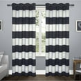 thumbnail image 1 of Exclusive Home Sateen Rugby Striped Kids Twill Woven Room Darkening Blackout Grommet Top Curtain Panel Pair, 52"x84", Navy, 1 of 5