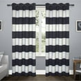 thumbnail image 1 of Exclusive Home Sateen Rugby Striped Kids Twill Woven Room Darkening Blackout Grommet Top Curtain Panel Pair, 52"x96", Navy, 1 of 5