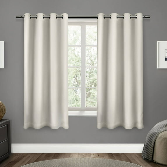 Exclusive Home Sateen Twill Woven Room Darkening Blackout Grommet Top Curtain Panel Pair, 52"x108", Vanilla