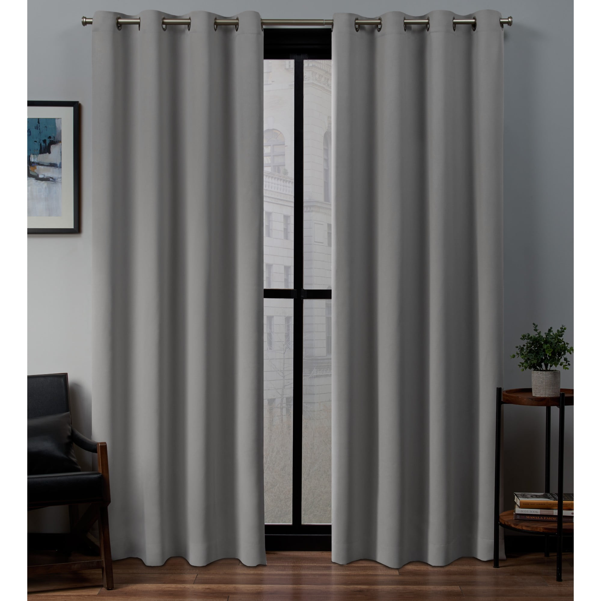 Veridian Grey 108" Blackout Polyester Grommet Window Panels