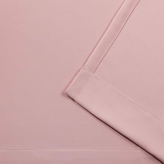 Exclusive Home Sateen Twill Woven Room Darkening Blackout Grommet Top Curtain Panel Pair, 52"x84", Blush