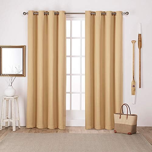 Exclusive Home Sateen Twill Woven Room Darkening Blackout Grommet Top Curtain Panel Pair, 52"x84", Sundress Yellow