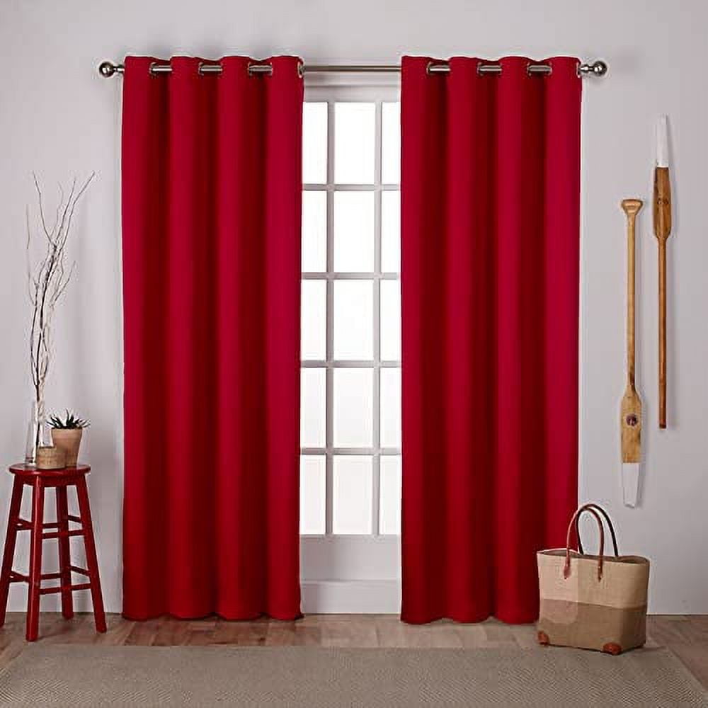 Exclusive Home Sateen Twill Woven Room Darkening Blackout Grommet Top Curtain Panel Pair, 52"x96", Chili