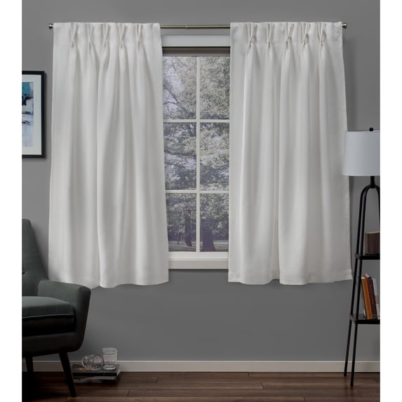 Exclusive Home Sateen Twill Woven Room Darkening Blackout Pinch Pleat/Hidden Tab Top Curtain Panel Pair, 63" Length, Vanilla