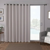 Exclusive Home Sateen Twill Woven Room Darkening Blackout Wide Patio Grommet Top Single Curtain Panel, 100"x84", Silver