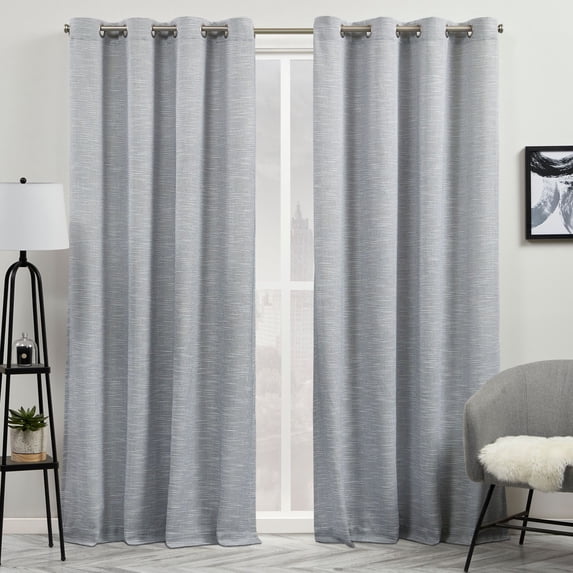 Exclusive Home Somers Light Filtering Grommet Top Curtain Panels, 54"x84", Indigo, Set of 2