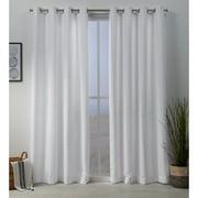 Exclusive Home Squared Embellished Grommet Top Curtain Panel Pair, 54"x108", White