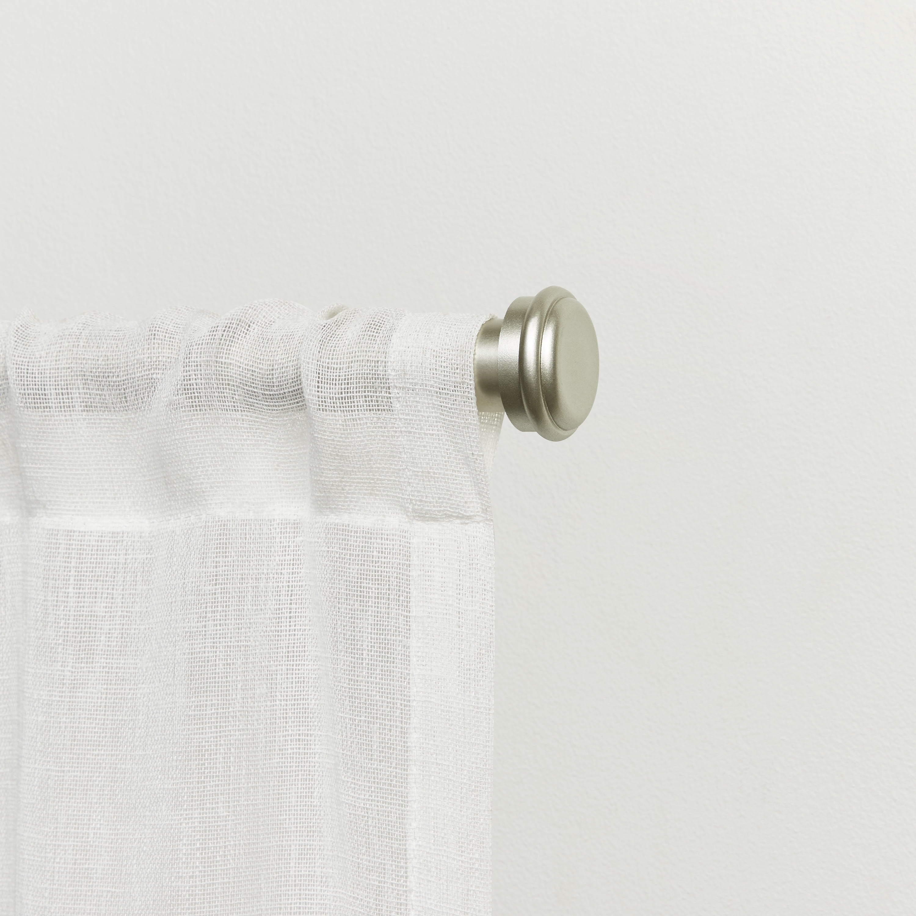 Matte Silver Adjustable Iron Curtain Rod with Finials