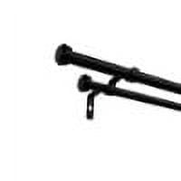 Exclusive Home Topper Double Curtain Rod and Finial Set, Matte Black, 66"-120"