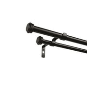 Exclusive Home Topper Double Curtain Rod and Finial Set, Matte Bronze, 36"-72"